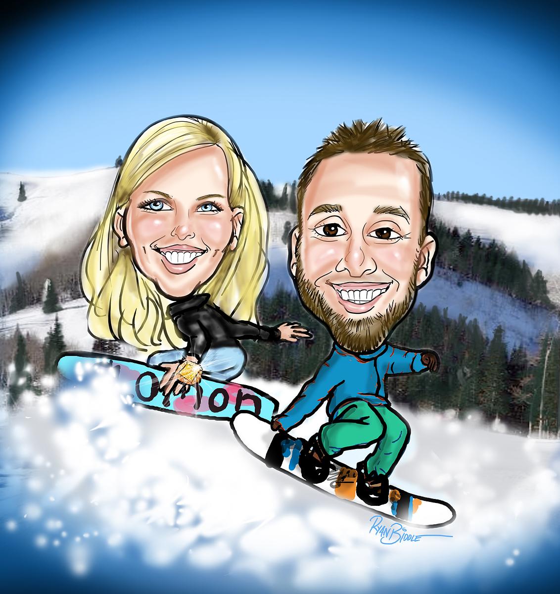 Save The Date Ski Caricature